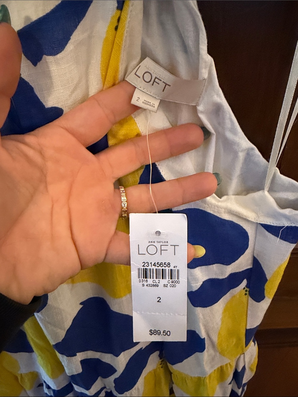 LOFT Blue, Yellow and White Floral Halter Midi Dress - Picture 2 of 5